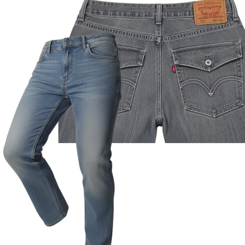 Levi's 527 Jeans Mens 36x32 Blue Low Rise Slim Bootcut Flap Pocket‎ Denim